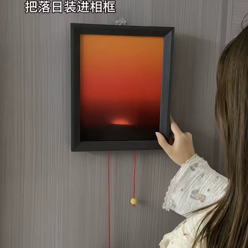 Led Sunset Wall Lamp Pull-Cord Ambient Lighting Sunset Projection Lamp for Living Room Bedroom Home Decor Tiktok Photo Backgroun
