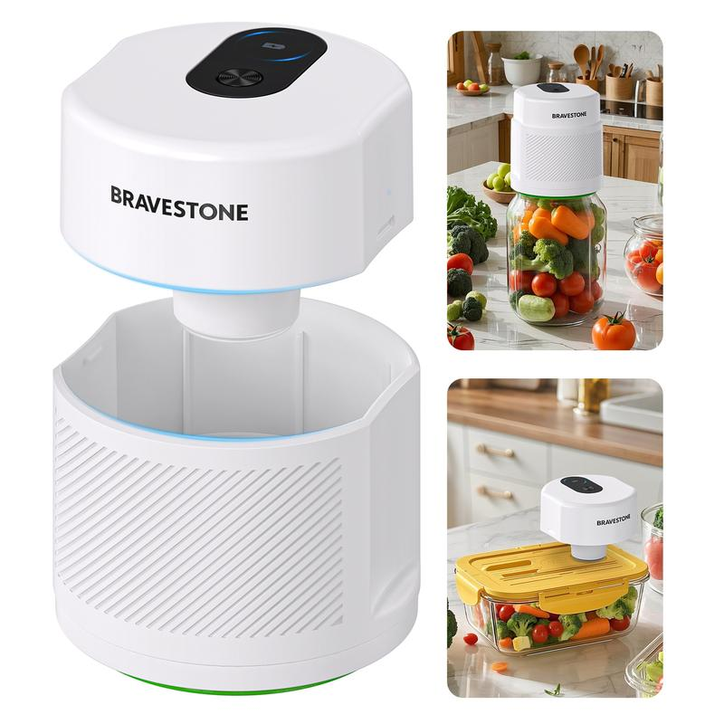Mason Jar Vacuum Sealer Kit, 3-In-1 Automatic Electric Food Vacuum Sealer Machine for Canning Jars and Zipper Bags, Auto-Stop ,White)