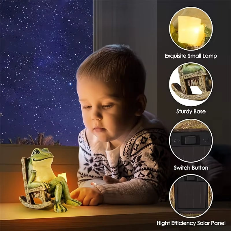 Solar Powered Mini Frog Garden Statue - Perfect for Indoor and Outdoor Decoration, Ideal Gift for Halloween and Christmas