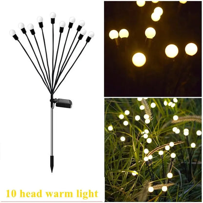 10 Lights Solar Lawn Lamp Garden Lamp, LED Wind-Driven Fireflyground Plug Lamp, Garden Ramadan Decoration Festival Lamp