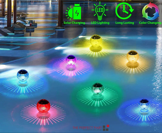 Outdoor Solar LED Floating Light Garden Pond Pool Lamp Rotating RGB Color Change