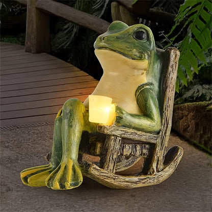 Solar Powered Mini Frog Garden Statue - Perfect for Indoor and Outdoor Decoration, Ideal Gift for Halloween and Christmas