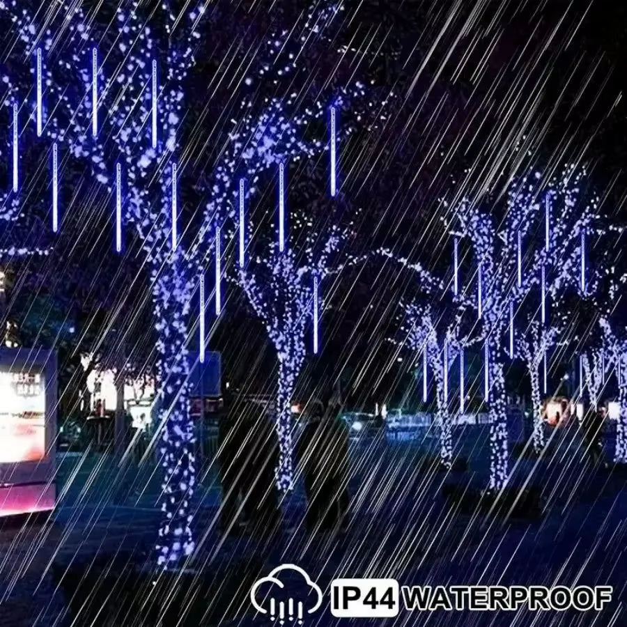 Falling Raindrop Solar Lights 192Leds Meteor Shower 8 Tubes 30Cm Waterproof Fairy String Lights for Patio