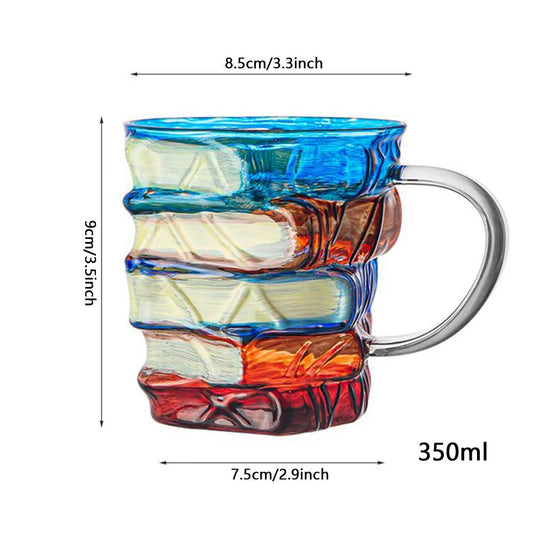 Painted Book Mug Glass Book Mug Coffee Drinking Cups Funny Decor Vintage Drinkware Home Decor Desk Accessories Water Cup