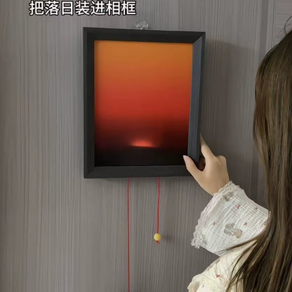 Led Sunset Wall Lamp Pull-Cord Ambient Lighting Sunset Projection Lamp for Living Room Bedroom Home Decor Tiktok Photo Backgroun