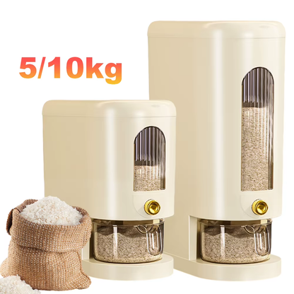5/10KG Sealed Rice Bucket Automatic Cereal Dispenser Storage Box with Lid and Cups Moisture-Proof Grain Cereal Storage Container