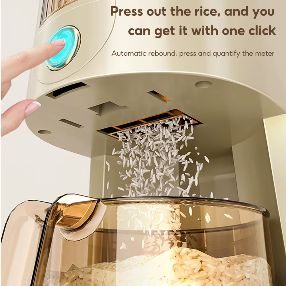 5/10KG Sealed Rice Bucket Automatic Cereal Dispenser Storage Box with Lid and Cups Moisture-Proof Grain Cereal Storage Container