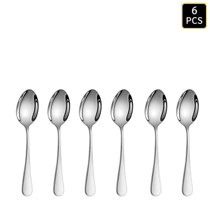 4/6/16/24Pcs Silver Stainless Steel Cutlery 1010 round Handle Knife, Fork and Spoon Cutlery Set Suitable for Family Dinner Hotel