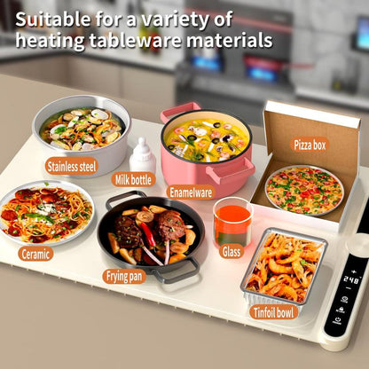 Upgrated Food Warming Mat,Foldable Electric Warming Tray, Adjustable Max Temperature 212°F,Warming Tray for Buffets Party ,Full Surface Heating for Tableware and Coasters,Premium Silicone Nano-Material,Thanksgiving,Christmas Adjustable Electric