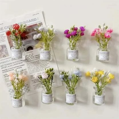 8Pcs Mini Small Vase Magnets Cute Mini Refrigerator Magnets 3D Vase Fun Refrigerator Accessories Kitchen Decoration Holiday Gift