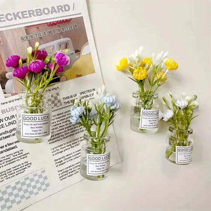 8Pcs Mini Small Vase Magnets Cute Mini Refrigerator Magnets 3D Vase Fun Refrigerator Accessories Kitchen Decoration Holiday Gift