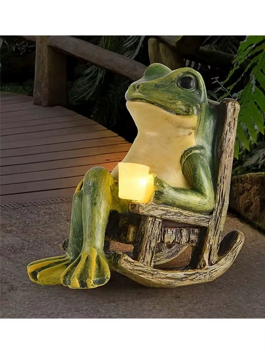 Solar Powered Mini Frog Garden Statue - Perfect for Indoor and Outdoor Decoration, Ideal Gift for Halloween and Christmas