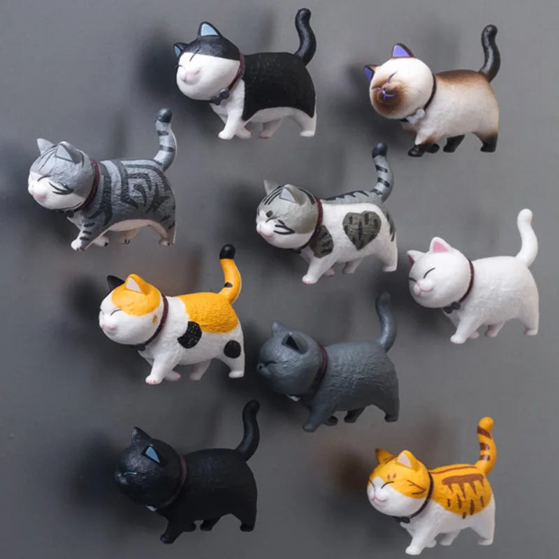 3Pcs Random Styles Lovely Cat Series Refrigerator Magnet 3D Cat Magnet Home Decoration Creative Gift Animal Refrigerator Sticker
