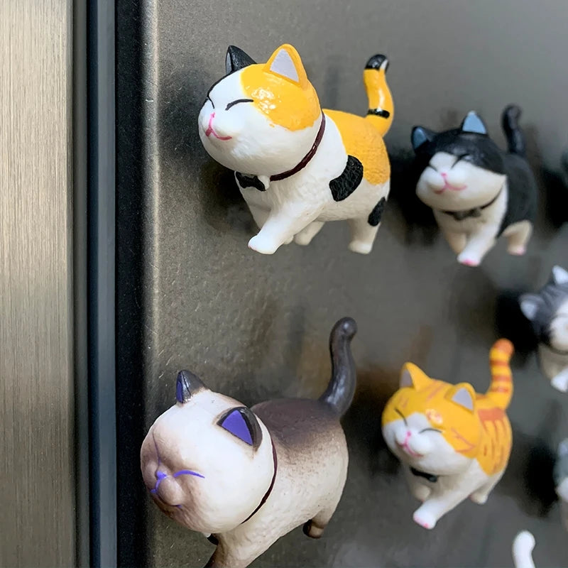 3Pcs Random Styles Lovely Cat Series Refrigerator Magnet 3D Cat Magnet Home Decoration Creative Gift Animal Refrigerator Sticker