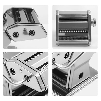 Kitchen Gadgets Pasta Maker Adjustable Thickness Settings 2-In-1 Noodle Maker Machine with Rollers and Cutter