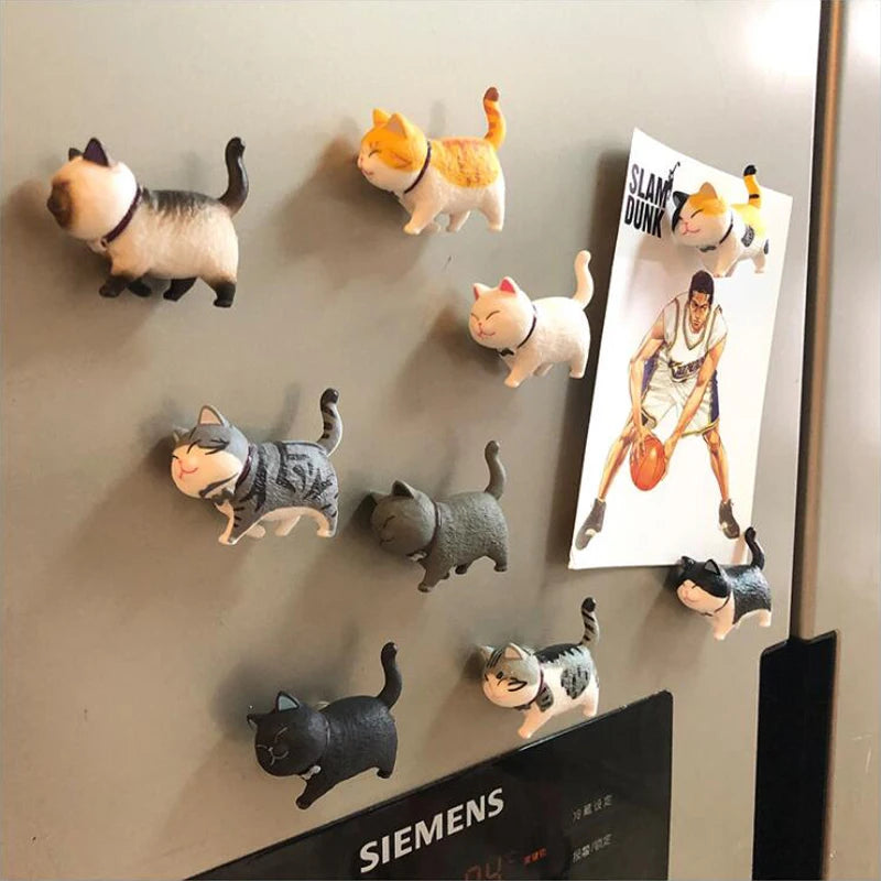 3Pcs Random Styles Lovely Cat Series Refrigerator Magnet 3D Cat Magnet Home Decoration Creative Gift Animal Refrigerator Sticker