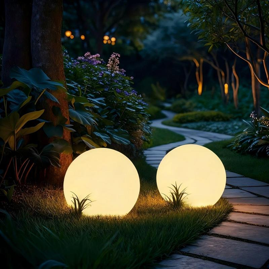 Hoodink 8-In Solar Globe Light Outdoor, Waterproof Solar Ball Light for outside W/Remote, 16 RGB Color Changing Glowing Orb Lamp Landscape Lighting Mood Lamp W/Ground Stake for Garden Patio Yard Pathway Decor