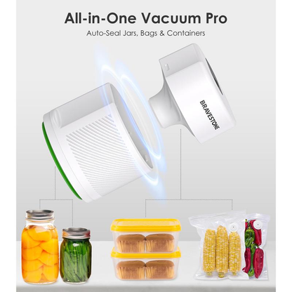 Mason Jar Vacuum Sealer Kit, 3-In-1 Automatic Electric Food Vacuum Sealer Machine for Canning Jars and Zipper Bags, Auto-Stop ,White)