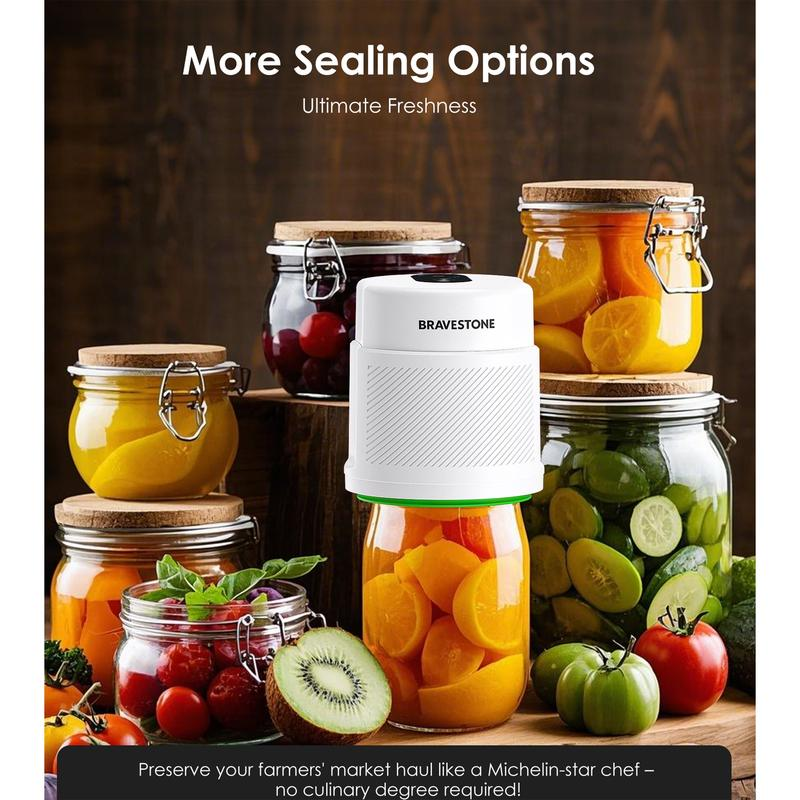 Mason Jar Vacuum Sealer Kit, 3-In-1 Automatic Electric Food Vacuum Sealer Machine for Canning Jars and Zipper Bags, Auto-Stop ,White)