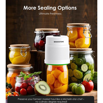 Mason Jar Vacuum Sealer Kit, 3-In-1 Automatic Electric Food Vacuum Sealer Machine for Canning Jars and Zipper Bags, Auto-Stop ,White)