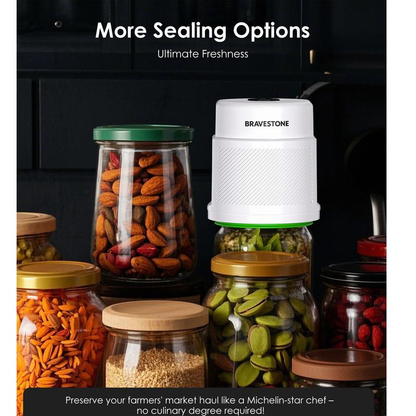 Mason Jar Vacuum Sealer Kit, 3-In-1 Automatic Electric Food Vacuum Sealer Machine for Canning Jars and Zipper Bags, Auto-Stop ,White)
