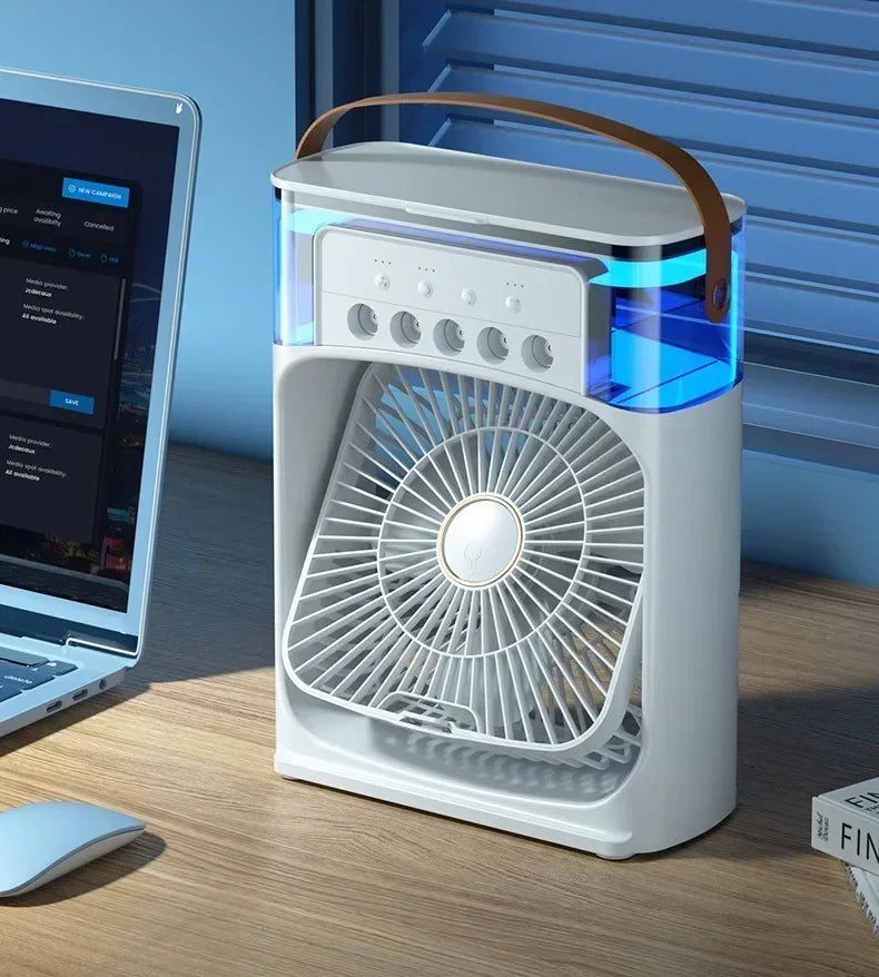 Mini Portable Humidifier Fan Air Conditioner Household Small Air Cooler Hydrocooling Portable Adjustment for Office 3 Speed Fan