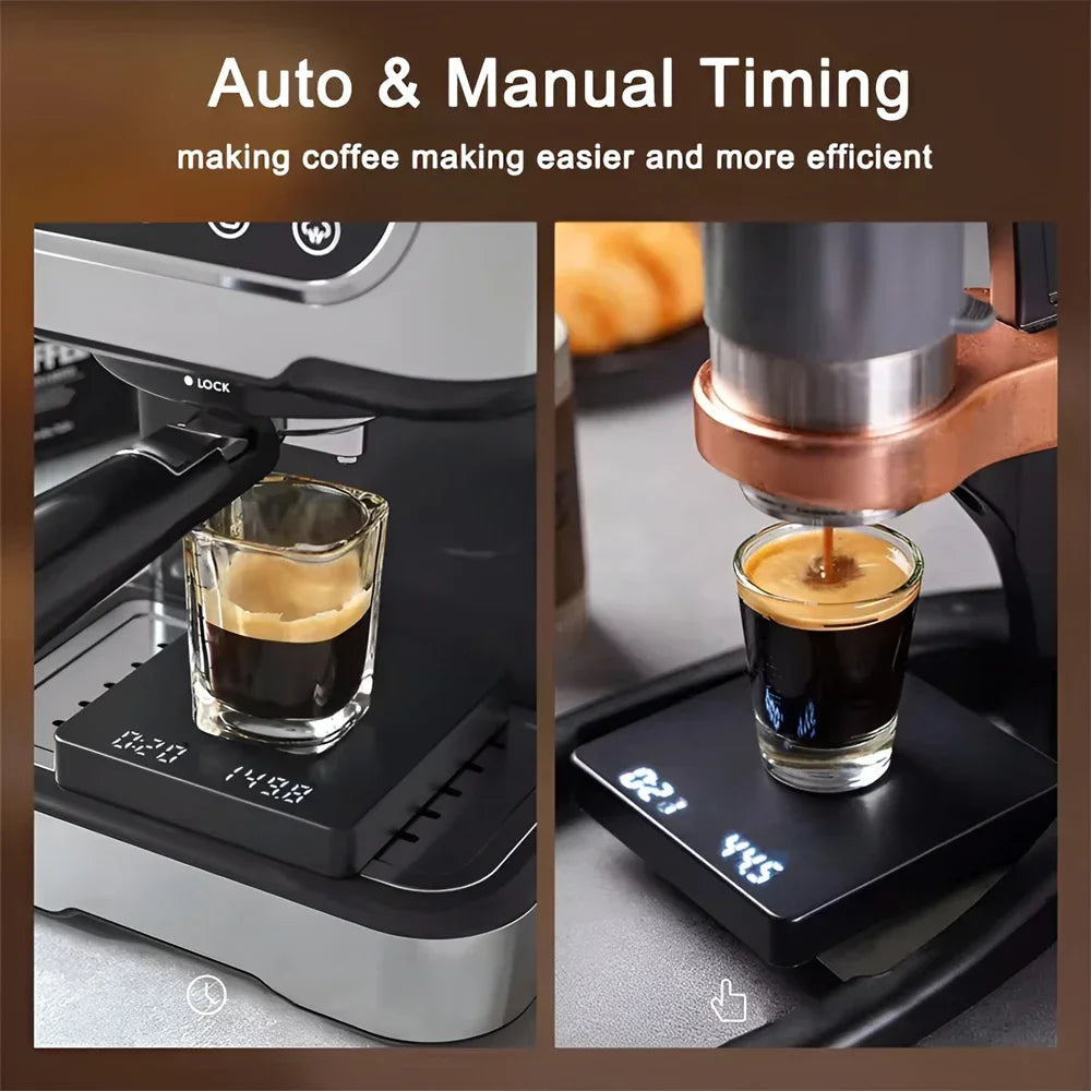 1Set Electronic Coffee Scale with Silicone Pad Digital Coffee Scale with Timer LED Display USB Charging Home Cafe Use Good Gift