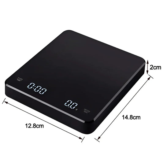 1Set Electronic Coffee Scale with Silicone Pad Digital Coffee Scale with Timer LED Display USB Charging Home Cafe Use Good Gift