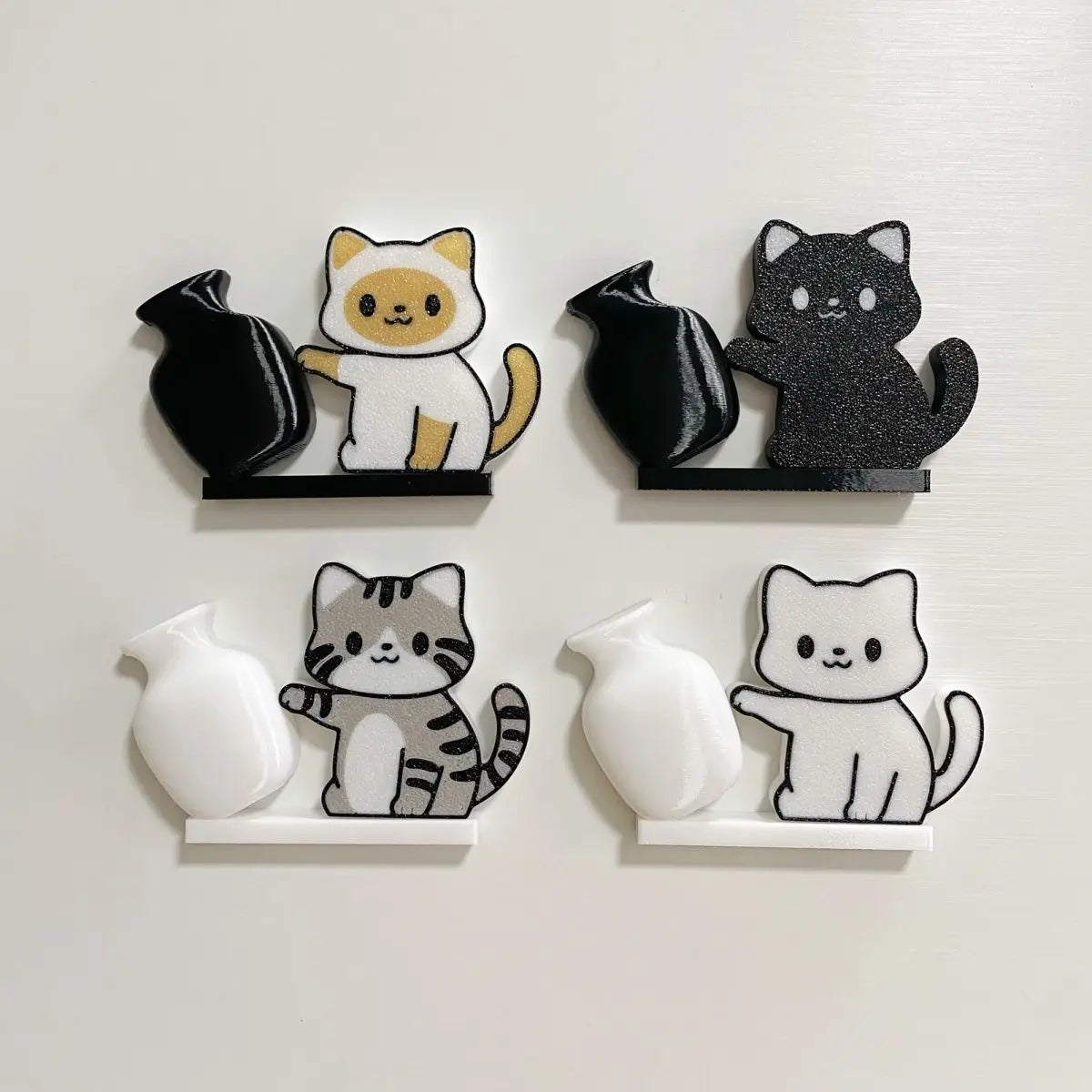 Cat Pushing Vase Refrigerator Magnets Home Decor Fridge Magnet Cat Whisker Collection Memorial Box Home Office Decor for Gift