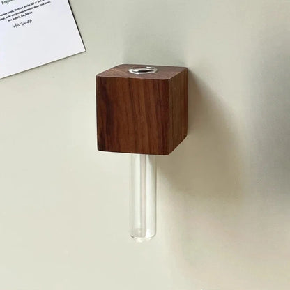 Solid Wood Magnetic Vase for Refrigerator Decoration Stylish French Country Design Refrigerator Magnet Fresh Flowers Home Decor