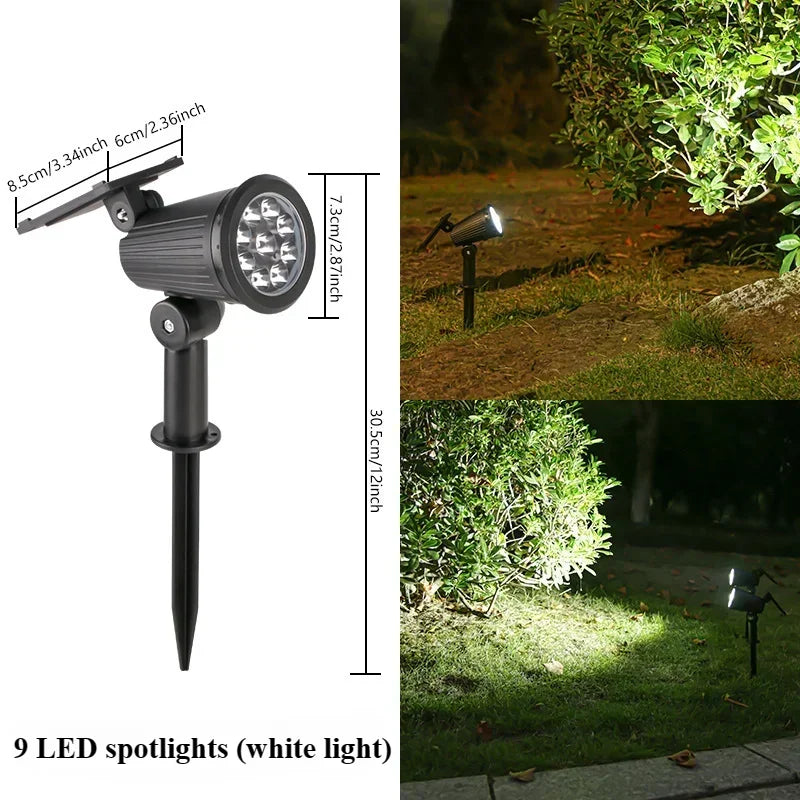 9 Leds Solar Spotlights,Outdoor IP65 Waterproof,Spot Lights,Brightness Adjustable for Garden Backyard Driveway Patio Law Decor