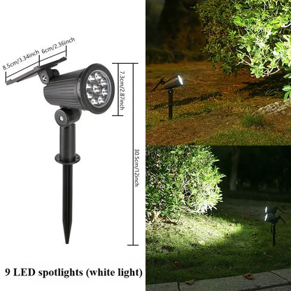 9 Leds Solar Spotlights,Outdoor IP65 Waterproof,Spot Lights,Brightness Adjustable for Garden Backyard Driveway Patio Law Decor