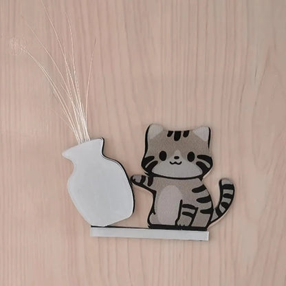 Cat Pushing Vase Refrigerator Magnets Home Decor Fridge Magnet Cat Whisker Collection Memorial Box Home Office Decor for Gift