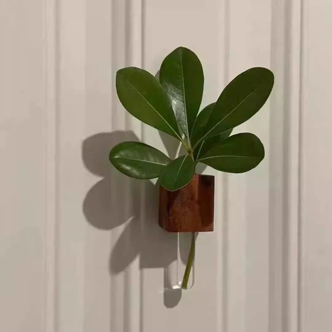 Solid Wood Magnetic Vase for Refrigerator Decoration Stylish French Country Design Refrigerator Magnet Fresh Flowers Home Decor