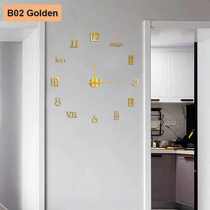 Soundless 90 to 120Cm Large-Sized 3D Number Poster Home Decoration DIY Wall Clock for Living Room Bedroom Study Hotel Big Decor
