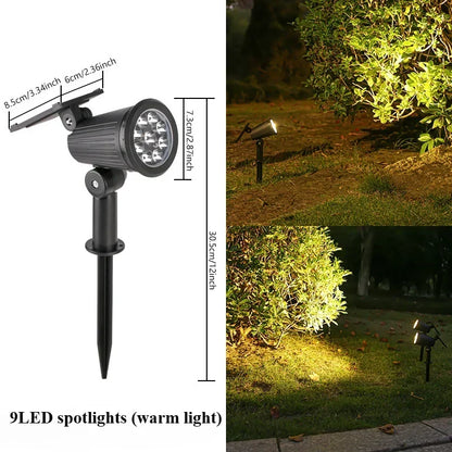 9 Leds Solar Spotlights,Outdoor IP65 Waterproof,Spot Lights,Brightness Adjustable for Garden Backyard Driveway Patio Law Decor