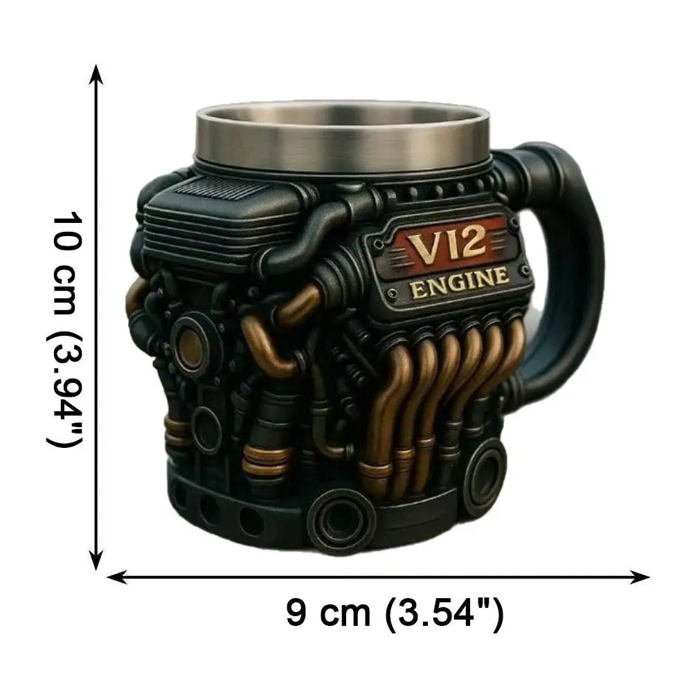 2026 NEW Engines Stainless Steel Cup Handmade V12 Engines Coffee Cup for Car Enthusiasts Tea Mug for Home Office Unique 3D Gifts