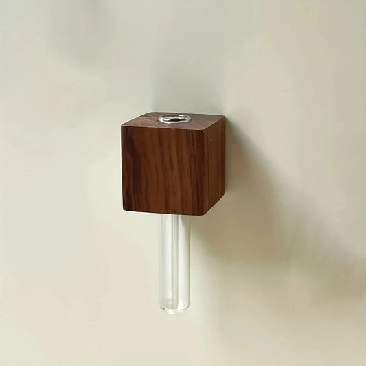 Solid Wood Magnetic Vase for Refrigerator Decoration Stylish French Country Design Refrigerator Magnet Fresh Flowers Home Decor