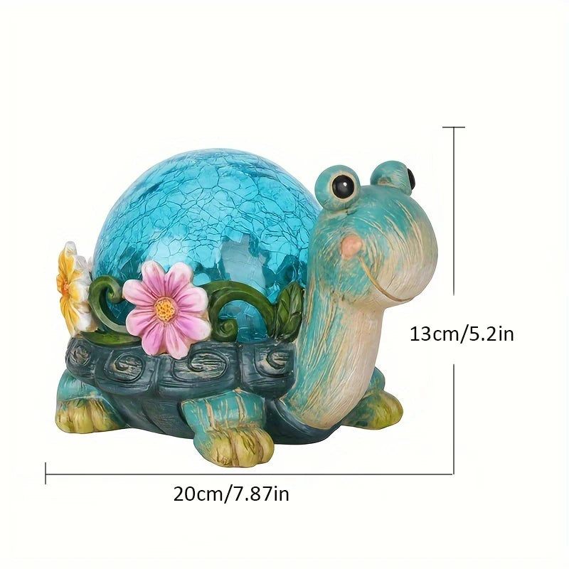 Solar Dog/Turtle Garden Statue Light Solar Cracked Glass Lamp Perfect Garden Gift for Outdoor Lawns, Courtyards, and Patios