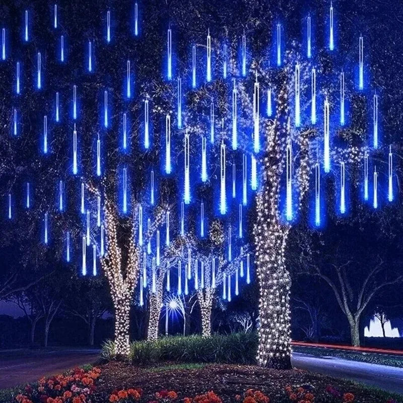 Outdoor LED Meteor Shower Lights Falling Rain Drop Fairy String Light Waterproof for Christmas Party Garden Holiday Decorations
