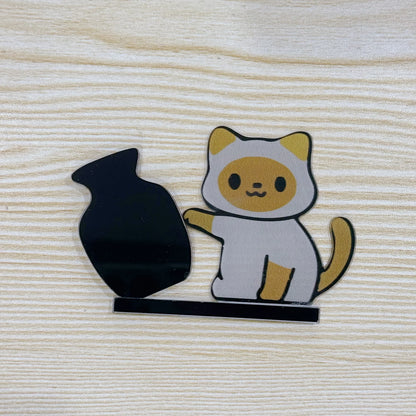 Cat Pushing Vase Refrigerator Magnets Home Decor Fridge Magnet Cat Whisker Collection Memorial Box Home Office Decor for Gift