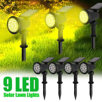 9 Leds Solar Spotlights,Outdoor IP65 Waterproof,Spot Lights,Brightness Adjustable for Garden Backyard Driveway Patio Law Decor