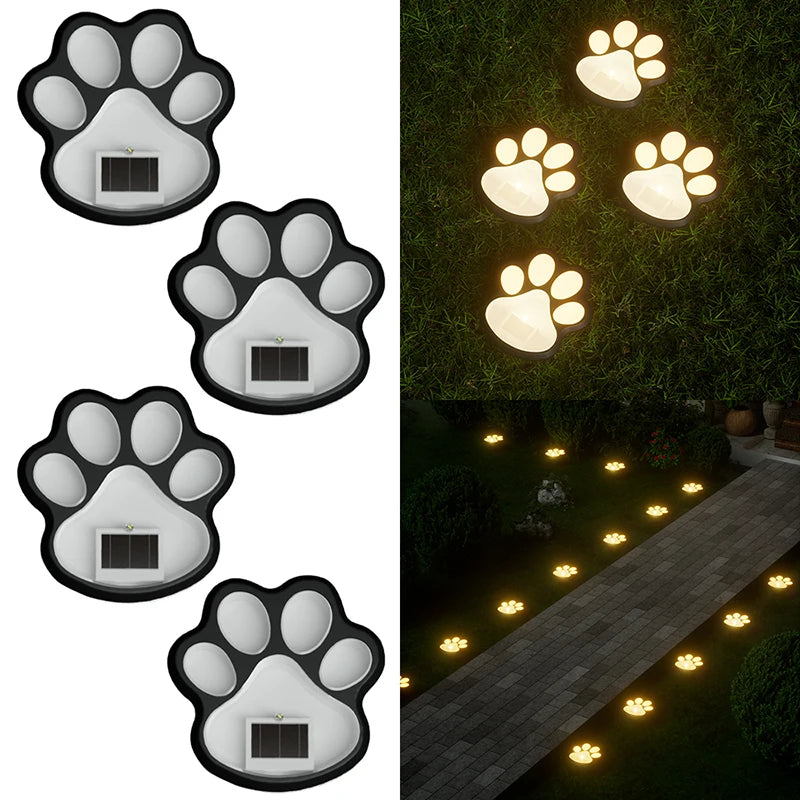 4PCS Dog Claw Solar Outdoor Light LED Energy Saving Lawn Lamp Animal Landscape Lighting for Garden Patio Stairway Camping Decor