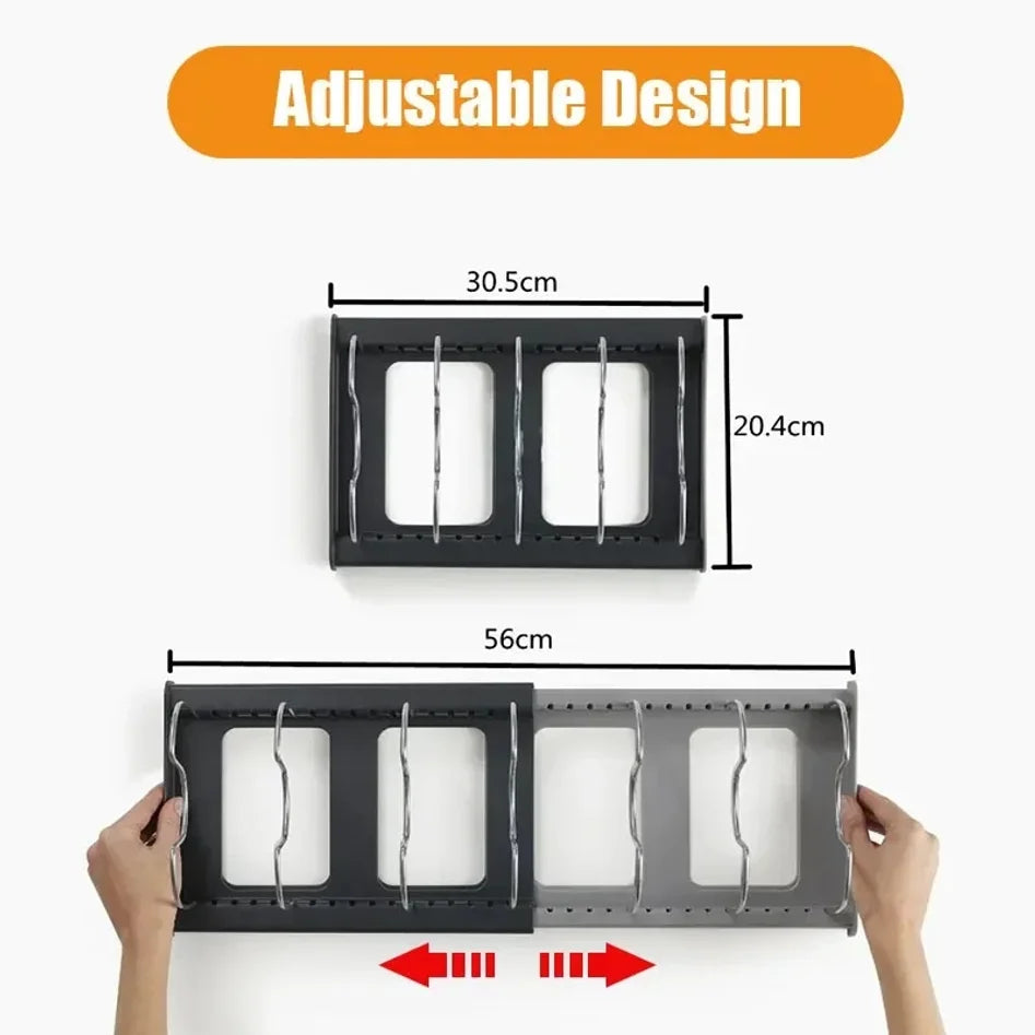 Expandable Stainless Steel Storage Rack Kitchen Cabinet Holder for Pan Pot Lid Cutting Board Drying Cookware Dish Rack Organizer