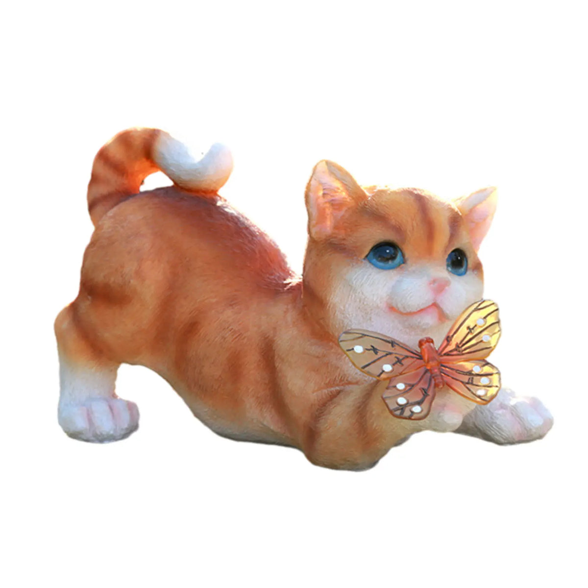Outdoor Cat Sculpture Figurine Pendant Garden LED Solar Lights Cute Cat Animal Statue Sculptures for Landscape Yard