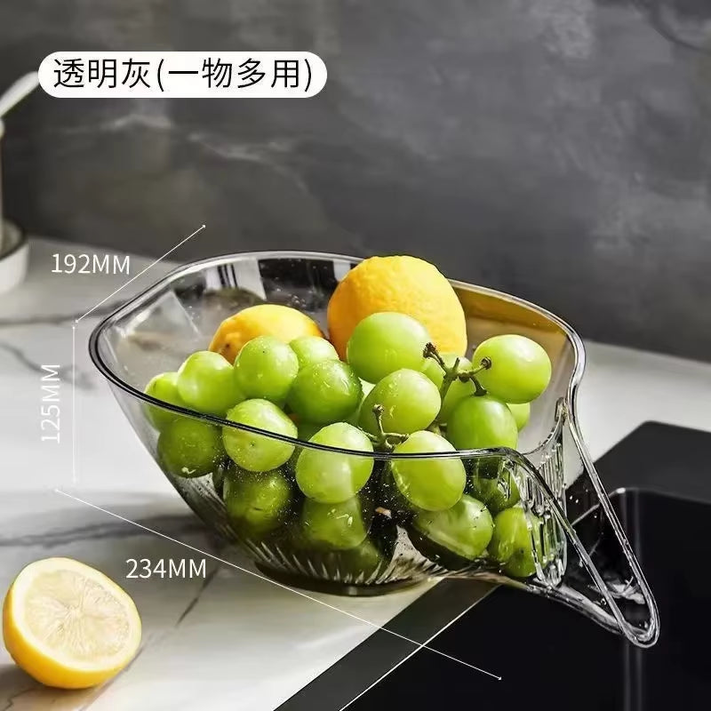 Multifunctional Drain Basket Drain Bowl Household Sink Vegetable Basin Kitchen Washing Fruit Plate Plastic