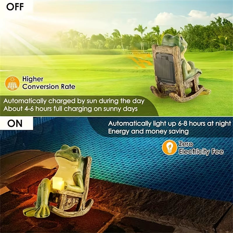 Solar Powered Mini Frog Garden Statue - Perfect for Indoor and Outdoor Decoration, Ideal Gift for Halloween and Christmas