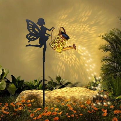 1 Outdoor Solar Cat/Dog Silhouette Watering Can Light - Hanging Solar Garden Decor for Lawn, Backyard, Pathway, and Patio