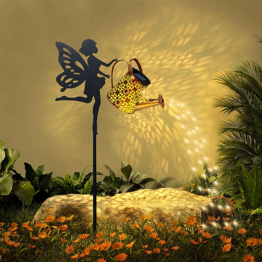 1 Outdoor Solar Cat/Dog Silhouette Watering Can Light - Hanging Solar Garden Decor for Lawn, Backyard, Pathway, and Patio