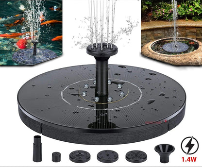 Solar Power Bird Bath Fountain Pump Upgrade 1.4W Solar Fountain with 4 Nozzle
